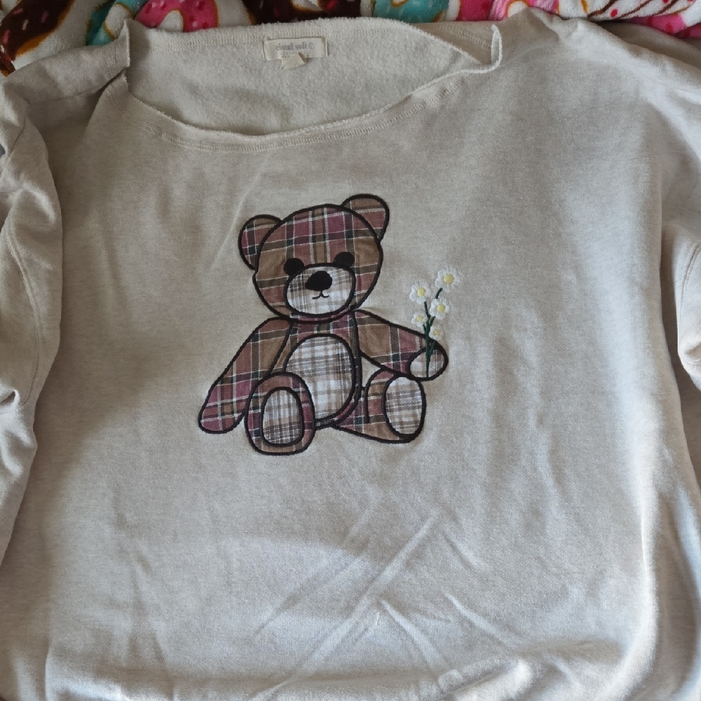 Aeropostale Plaid Teddy Bear Sweatshirt